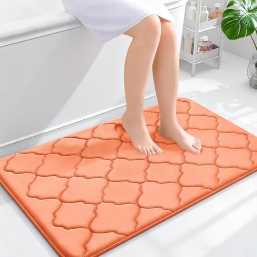 OLANLY Memory Foam Bath Mat Rug 36x24, Ultra Soft Bathroom Rugs, Peach by OLANLY
