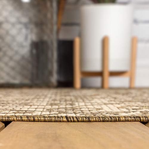 JONATHAN Y Vintage Filigree Indoor Outdoor Octagon Area Rug 8 Ft Beige/Brown, Madrid Textured Weave for Backyard, Patio, Porch, Easy-Cleaning, High Traffic, Pet-Friendly, Non-Shedding (SMB107B-8TGN) - Image 6