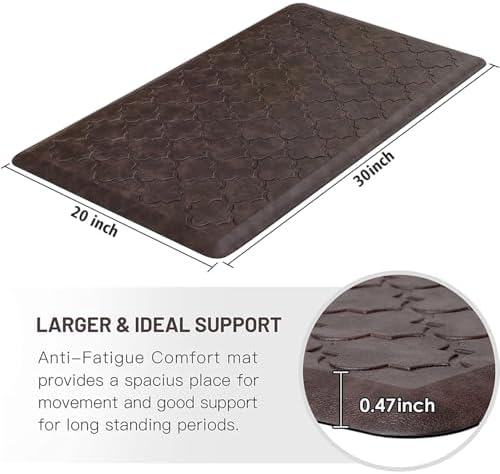 WISELIFE Kitchen Mat Cushioned Anti Fatigue Floor Mat, 20"x32", Brown - Image 2