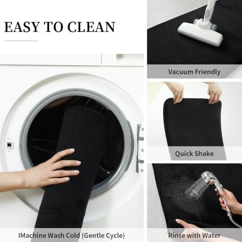 YIHOUSE 2 Piece Memory Foam Bathroom Rug Set, Cushioned Bath Mat, Black - Image 6