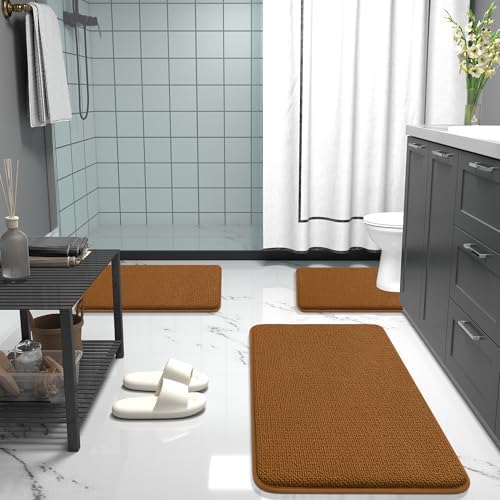 OLANLY Memory Foam Bathroom Runner Rugs 59x20, Absorbent Long Mat, Ochre - Image 7