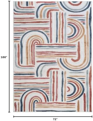 CAMILSON Indoor Outdoor Rug, Multicolor 6x9 Geometric Arch Striped Area Rugs for Patio and Home Areas, Easy-Cleaning Non-Shedding Living Room, Garden and Deck Washable Outside Carpet (6 x 9) - Image 2