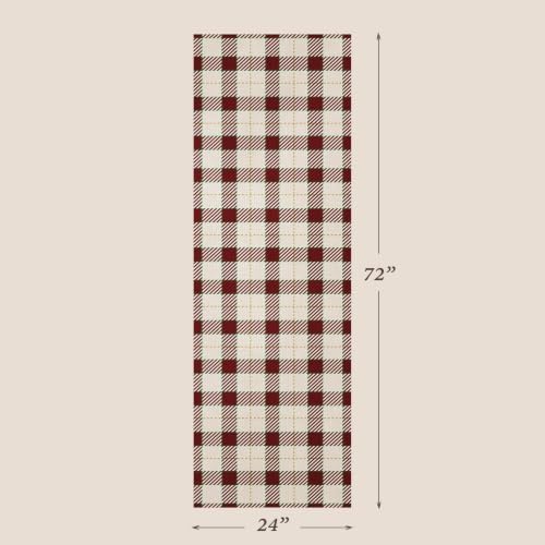 JTJ Easy Jute 2x6 Runner Rug for Hallway, Red & White Plaid, Washable - Image 2