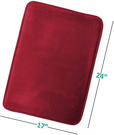 Clara Clark Bathroom Rugs, Velvet Memory Foam Bath Mat, Non-Slip, Machine Washable Bath Rugs - Dries Quickly, Ultra Soft Plush Bath Mats for Bathroom, 17 x 24, Burgundy Red - Image 3