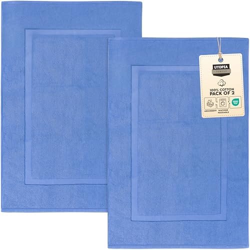 Utopia Towels Cotton Bath Mat, 21x34 in, 2 Pack, Electric Blue by UTOPIATOWELS