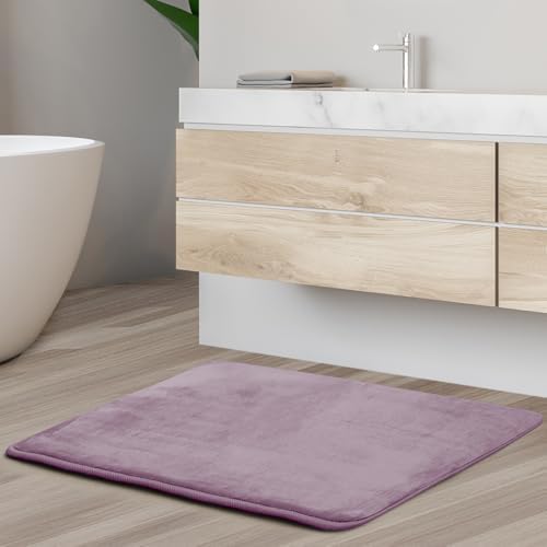 Clara Clark Bathroom Rugs, Velvet Memory Foam Bath Mat, Non-Slip Bath Rugs, Machine Wash, Dries Quickly, Ultra Soft Plush Bath Mats for Bathroom, 17 x 24, Dusty Purple - Image 2