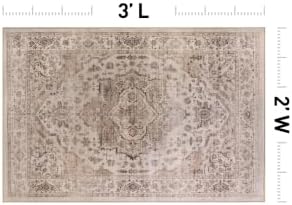 Rugshop Vintage Medallion Machine Washable Non-Slip Area Rug, 2'x3' Cream - Image 2