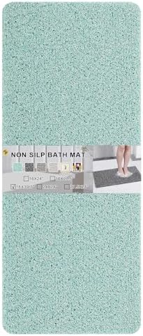 0.6" Extra Thick Non Slip Shower Mat, PVC Loofah Shower Mat with Drain, Quick Drying Bath Mat for Inside Shower, Bathtub Mats Foot Scrubber for Elderly, Bathroom, Kitchen, Wet Areas(Blue 16x39) by Rzoysia