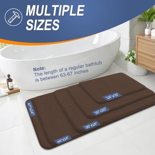 OLANLY Thick Memory Foam Bathroom Rugs 30x20, Absorbent Bath Mat, Brown - Image 5