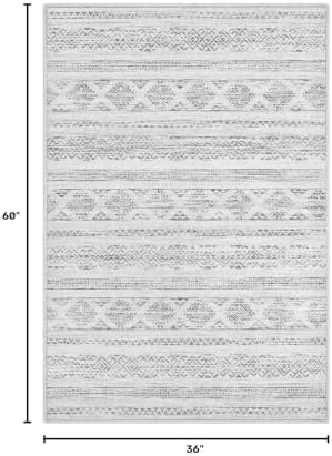 Tortania Area Rug Living Room Rugs - 3x5 Washable Soft Neutral Boho Moroccan Farmhouse Mat Indoor Floor Carpet for Bedroom Under Dining Table Home Office Decor - Ivory Gray - Image 2