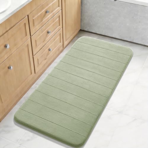 Yimobra Long Bath Mat 44"x24", Super Soft Quick Dry Memory Foam Bathroom Rug, Water Absorbent, Non Slip Backing Machine Washable for Tub Shower, Thick Comfort Support, Sage Green by Yimobra