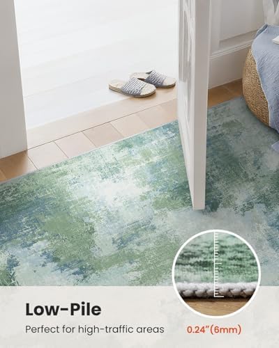6x9 Area Rug Living Room, Modern Abstract Washable Indoor Carpet Green - Image 6