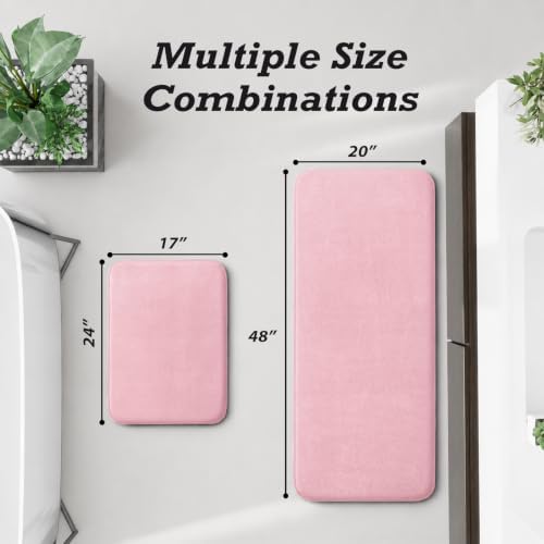 HUXMEYSON Bathroom Rugs Sets 2 Piece, Non-Slip & Quick Dry Bath Mat Set, Ultra Soft Velvet Bath Rugs for Bathroom, Toilet and Shower Floor, Rose Pink - Image 2
