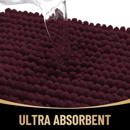 OLANLY Thick Chenille Absorbent Bathroom Rugs Mat 36x24, Black Cherry - Image 3