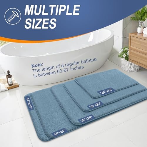 OLANLY Memory Foam Large Bathroom Rugs 44x32, Absorbent Bath Mat, Airy Blue - Image 5