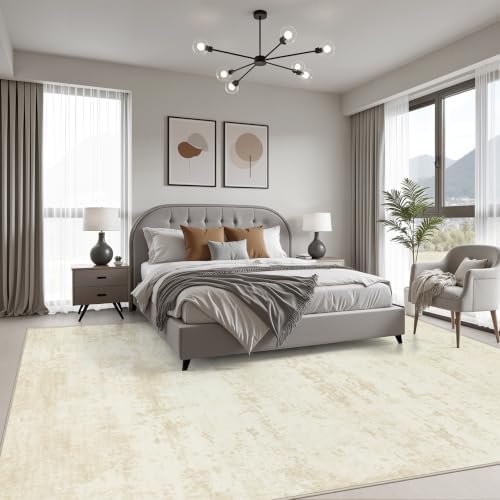 10x14 Area Rug Living Room: Modern Washable Indoor Carpet Beige - Image 3