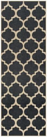 Lahome Moroccan Easy Jute Runner Rug 2x6, Black Outdoor Washable Runner Rugs for Porch Kitchen, Geometric Trellis Woven Long Carpet for Laundry, Thin Non Slip Farmhouse Porch Decor - Image 2