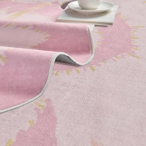 4ft Pink Round Area Rug for Girl Bedroom Washable Cute Circle Rug - Image 6