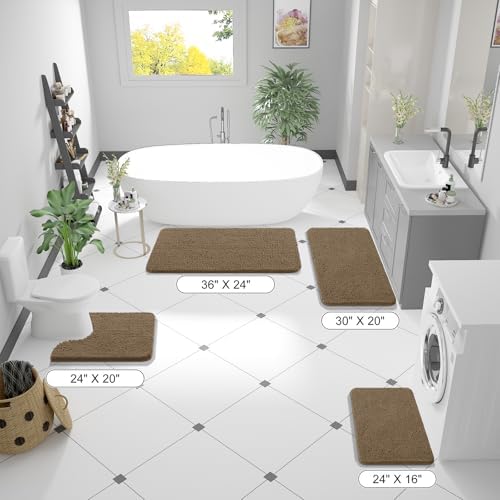 OLANLY Bathroom Runner Rugs 47x20, Extra Soft Absorbent Chenille Bath Rugs - Image 2