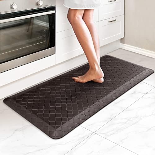 HappyTrends Kitchen Floor Mat - 4/5 Inch Thick Anti-Fatigue Kitchen Rug,Waterproof Non-Slip Kitchen Mats and Rugs Heavy Duty Ergonomic Comfort Rug for Kitchen,Office,Sink(17.3" x 39", Chocolate) by HappyTrends