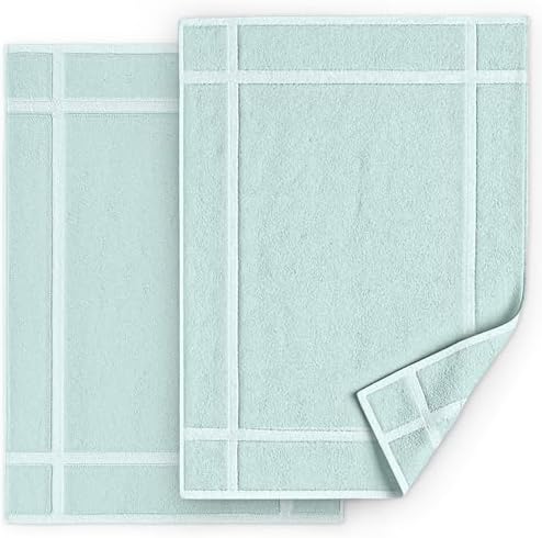 Pearl Linens 2 Pack Cotton Bath Mats for Bathroom, 20" X 30", Mint Green by PearlLinens