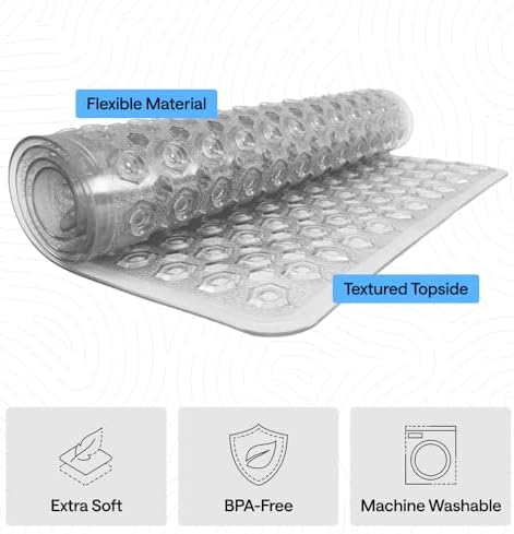 GORILLA GRIP Square Shower Stall Mat, Bathtub Floor Mat, 21x21 Gray - Image 4