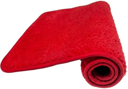 Red Bathroom Rugs Water Absorbent Chenille Bath Mat for Bathroom Machine Washable Shower Mats Bath Rug for Kids Shower Tub,20" x 32",Red by Eanpet