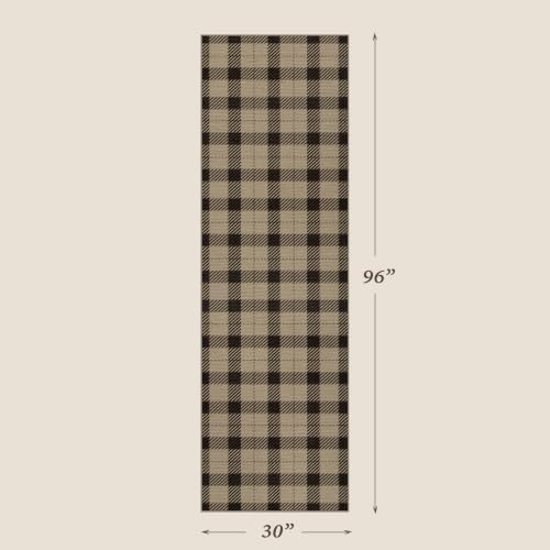 JTJ Easy Jute Kitchen Runner Rug 2'6" x 8', Black & Beige Plaid - Image 2
