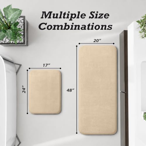 HUXMEYSON Bathroom Rugs Sets 2 Piece, Non-Slip & Quick Dry Bath Mat Set, Ultra Soft Velvet Bath Rugs for Bathroom, Toilet and Shower Floor, Light Coffee - Image 2