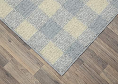 Garland Rug Country Living – Checkered Buffalo Plaid Design, Non-Slip Rubberback, Traditional 5x7 Area Rug for Living Room, Bedroom, Kitchen, Dining Room, Nursery, Soft Silver/Ivory - Image 4