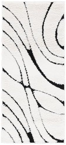 SAFAVIEH Florida Shag Accent Rug 2'3"x4', Ivory & Black SG471-1290 - Image 3
