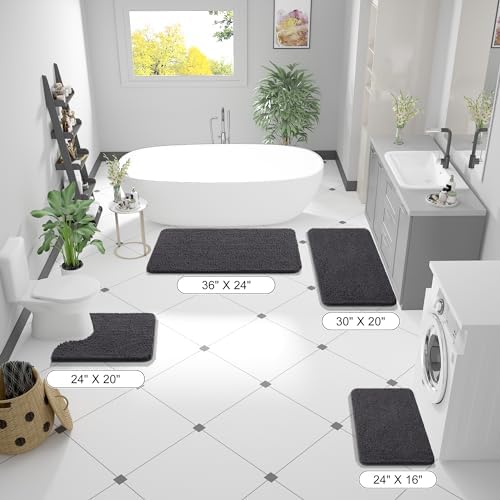 OLANLY Bathroom Runner Rugs 59x24, Extra Soft Absorbent Chenille Bath Rugs - Image 2