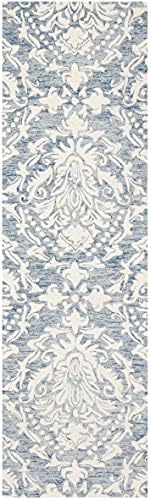 SAFAVIEH Blossom Collection Runner Rug - 2'3" x 12', Blue & Ivory, Handmade Wool, Ideal for High Traffic Areas in Living Room, Bedroom (BLM107B) - Image 3