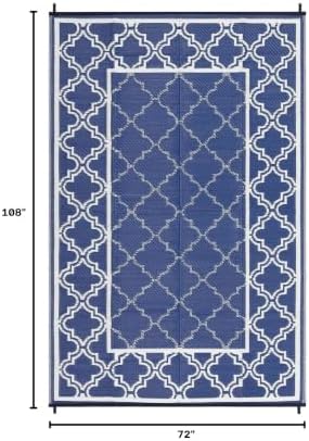 Garvee Reversible Outdoor Rug 6x9, Waterproof Outdoor Plastic Rug, Blue - Image 2