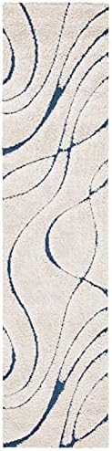 SAFAVIEH Florida Shag Runner Rug 2'3"x9', Soft Cream & Blue SG471-1165 - Image 3