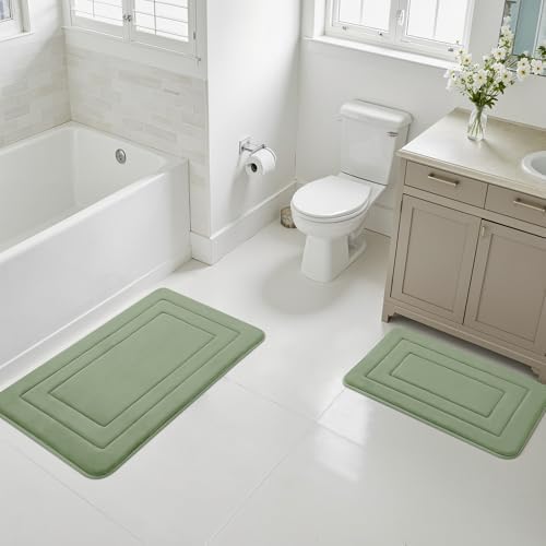 Cupic Cupid Memory Foam Bath Mat 24"×36", Non Slip Bathroom Rugs，Sage Green - Image 7