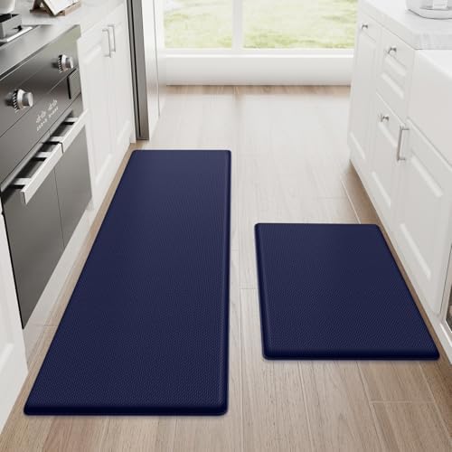 StepRite Kitchen Mats for Floor, 2-Piece Anti-Fatigue Kitchen Rugs, Blue by Bringcushiontoyourlife