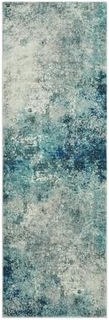 Lahome Modern Abstract Runner Rug with Rubber Backing - 2x6 Washable Rug Runners for Hallways Non Slip, 6 Ft Long Accent Carpet for Bathroom Kitchen Bedroom Entryway,Blue/Grey - Image 2