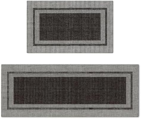 Artoid Mode Black Absorbent Rectangle Kitchen Mats Set of 2-17x29 + 17x47 by ArtoidMode
