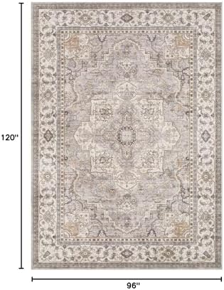 EIEIHOUSE 8x10 Area Rug Washable Vintage Rugs for Living Room Grey Brown - Image 2