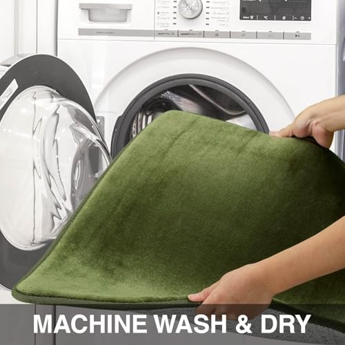 Memory Foam Bath Mat Non Slip Absorbent Super Cozy Velvet Bathroom Rug Carpet (22 inches X 42 inches, Green) - Image 4