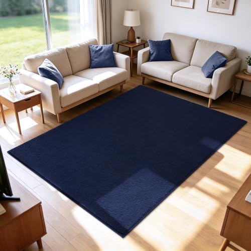 ISEAU 3x5 Rug for Bedroom, Soft Memory Foam Carpet with Upgraded Non-Slip Silicone-Grip Bottom, Fluffy Shaggy Machine Washable Rugs for Living Room Kids Boys Girls Dorm Playroom, Navy Blue - Image 2