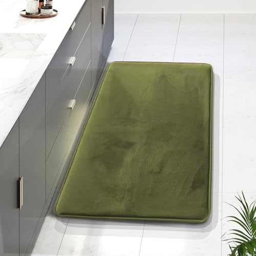 Clara Clark Bathroom Rugs, Velvet Memory Foam Bath Mat, Non-Slip Bath Rugs, Machine Wash, Dries Quickly, Ultra Soft Plush Bath Mats for Bathroom, 24 x 36, Sage Green by ClaraClark