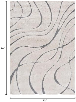 SAFAVIEH Florida Shag Collection Area Rug - 6' x 8', Cream & Grey, Non-Shedding & Easy Cleaning, Plush Thick Pile, Ideal for Living Room, Bedroom, Dining Space (SG471-1180) - Image 2