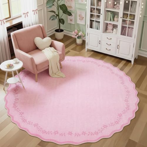 GarveeHome Large Round Rug 8ft Scalloped Washable Circle Living Room Rug - Image 2