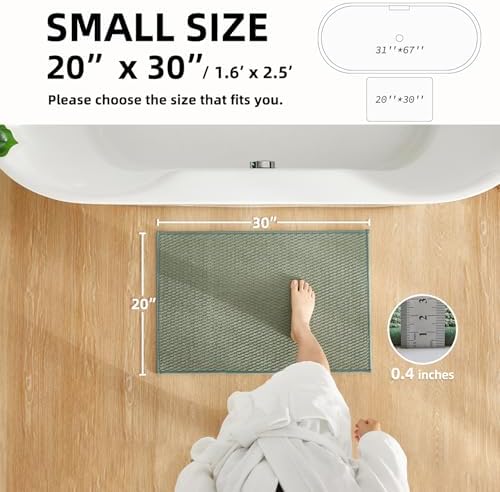 TYUU Bathroom Rugs Non Slip Washable, Super Absorbent Thin Bath Mat Small Quick Dry Low Pile Bathroom Rug, Sage Green 20"x30" - Image 2