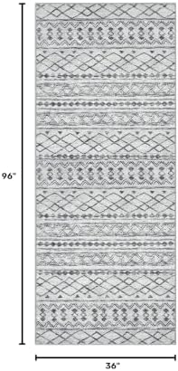 KUTA Boho Runners for Hallways 3x8 Grey Moroccan Washable Runner Rug - Image 2