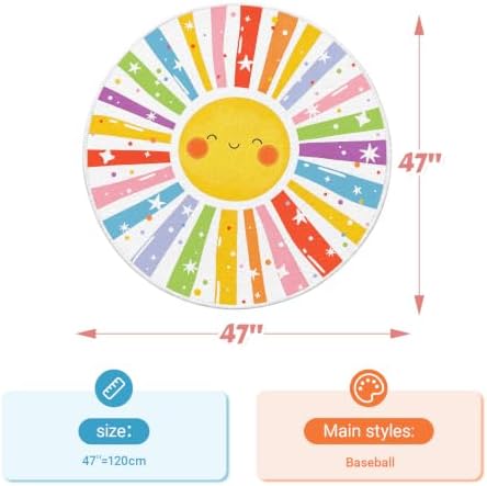 Sun Round Kid Rug, Colorful Soft Washable Non Slip Carpet for Kids Room - Image 3