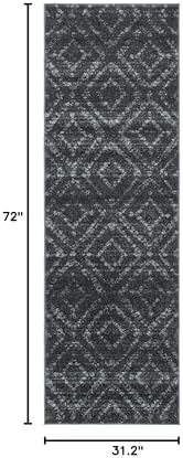 SAFAVIEH Adirondack Collection Runner Rug - 2'6" x 6', Dark Grey & Grey, Modern Diamond Distressed Design, Non-Shedding & Easy Care, Ideal for High Traffic Areas in Living Room, Bedroom (ADR131F) - Image 2