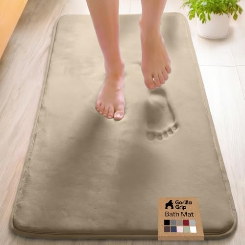 GORILLA GRIP® Memory Foam Bath Rug for Bathroom, 48x24 Taupe by GorillaGrip